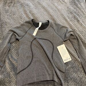 Gray Long-Sleeve Athletic Top